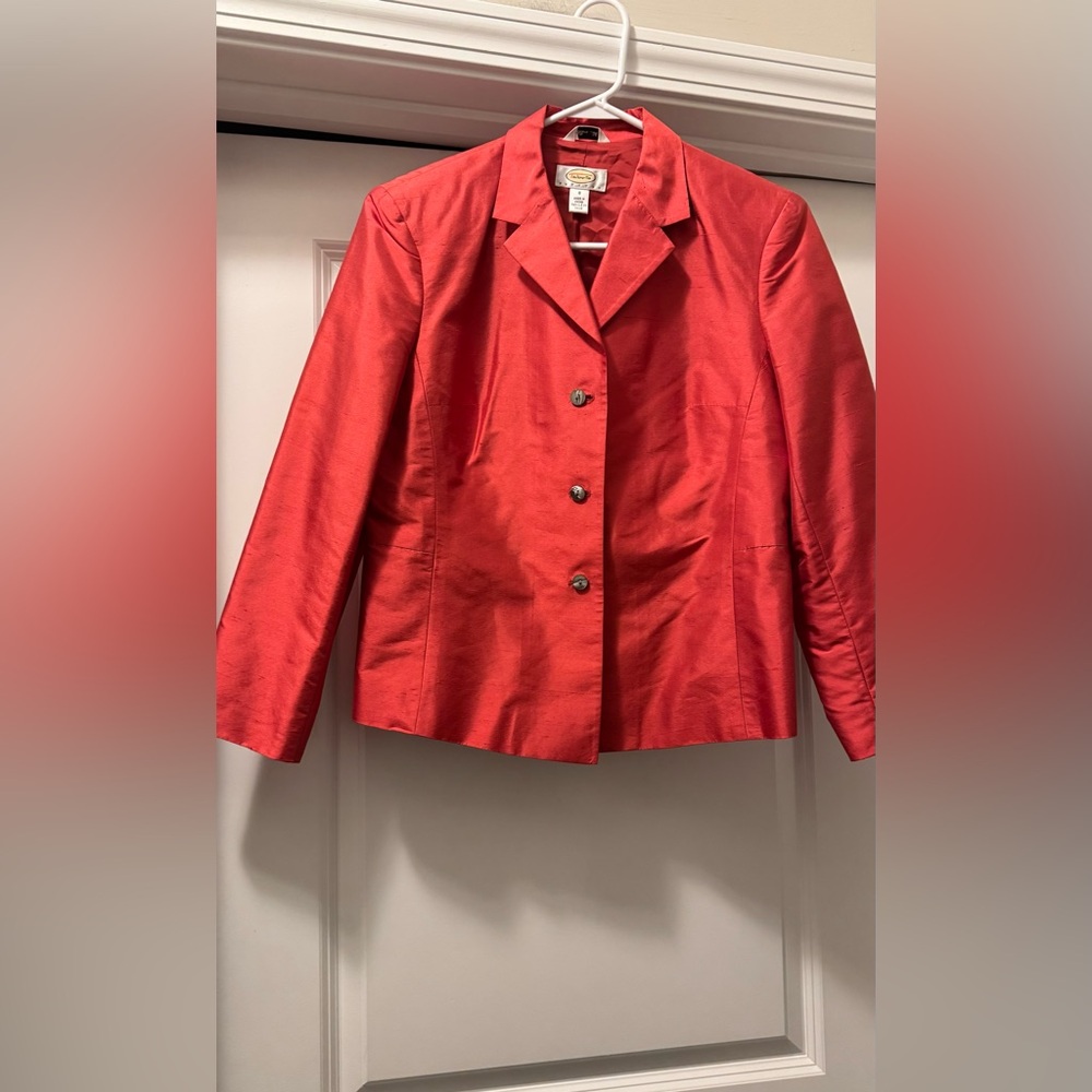 Talbots Classic Red Suit Jacket 100% silk
